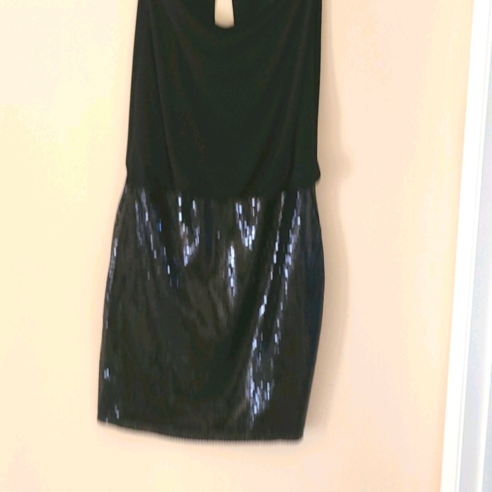 Evening dress with black sequin skirt